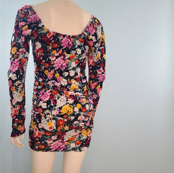 Wild Fable Velvet Floral Mini Dress with Long Sleeves, S - Picture 3 of 10